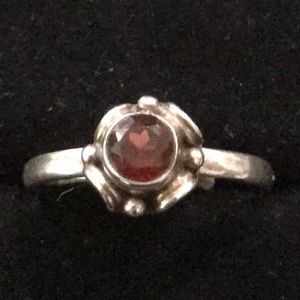 Vintage Red Garnet 925 Sterling Silver Ring